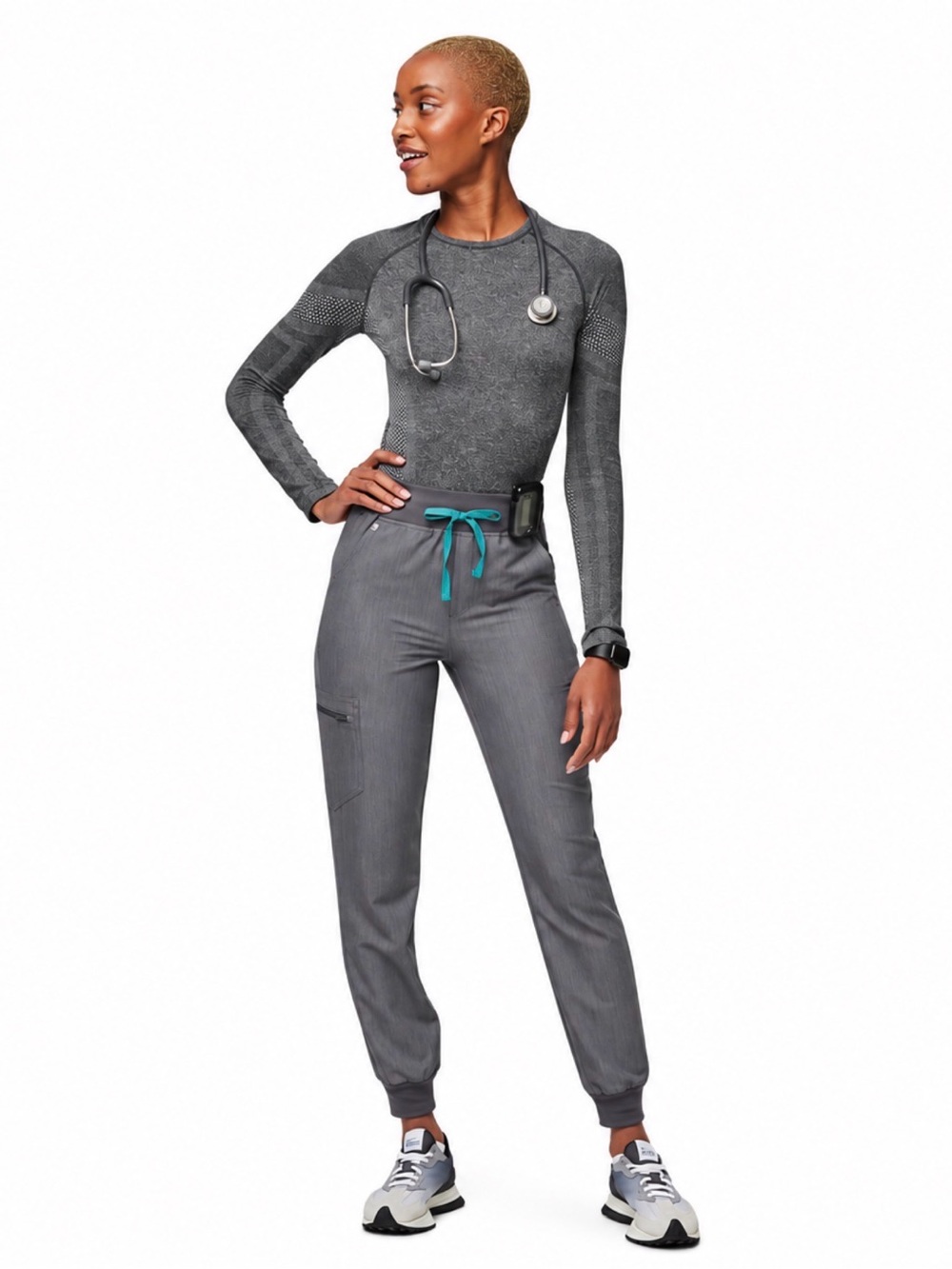 FIGS Zamora High-Waisted Jogger Scrub Pants Graphite Gray Size M